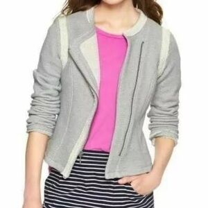 GAP GRAY SOFT TERRY MOTO JACKET, MEDIUM